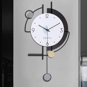 Large Wall Clocks, Silent Movement Clock Metal Creative Wall Art Non Ticking Battery Operated Quartz Modern Decorative Clock for Living Room Kitchen Bedroom / 13 * 23.6 Inch (White-203)