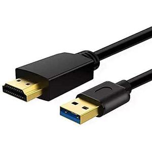 USB to HDMI Adapter Cable 6.6FT, USB to HDMI Cable Male to Male Full 1080P HD Display Cable Audio Video Converter Cord for PC/Laptop to Monitor/HDTV/Projector Only for Windows XP/7/8/8.1/10