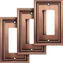 Henne Bery Sunken Pearls Heavy Duty Decorative Wall Plate Switch Plate Outlet Cover (Single Decorator, 3 Pack, Antique Copper)