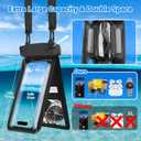 Waterproof Phone Pouch, IPX8 Double Space Cell Phone Case for iPhone 15 14 13 Pro Max Plus Samsung Galaxy S23 S22 Ultra, Detachable Lanyard, Cruise Ship Essentials, 2 Pack(Black+Black)