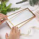 JUXYES Tabletop Business License Frame Brass License Certificate Display Frame, Double Glass Floating Diploma Frames, Desktop Golden Graduation Frames for 4x9 and 3.5x8.5 Certificate Business