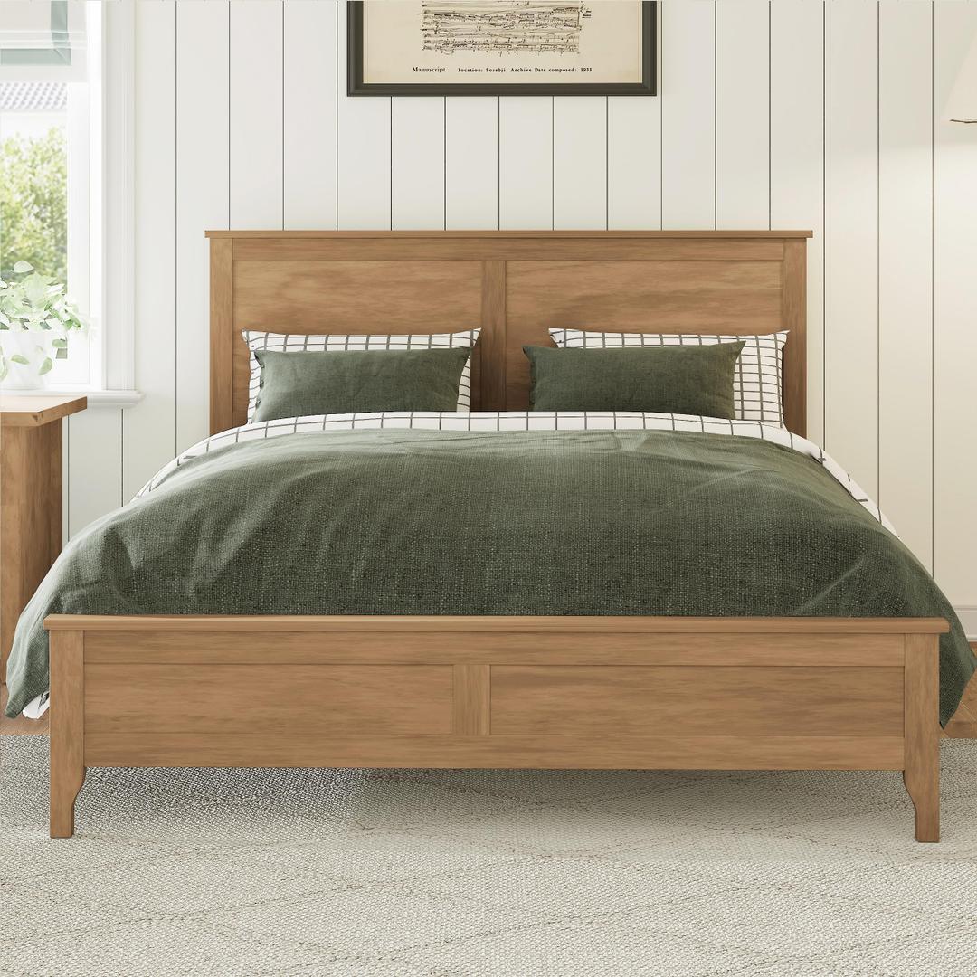 Ball & Cast King Size Bed Frame, Solid Wood Platfrom Bed Frame King with Headboard, Wood Slat Support, No Box Spring Needed, Easy Assembly,Noise Free,Brown