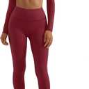 SUUKSESS Women 2 Piece Workout Sets Compression Tummy Control Leggings with Pockets Long Sleeve Square Neck Padded Crop Tops, Medium