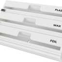 SpaceAid WrapNeat 3 in 1 Wrap Organizer with Cutter and Labels, Plastic Wrap, Aluminum Foil and Wax Bamboo Dispenser for Kitchen Storage Organization Holder for 12" Roll (White)