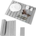 2pcs Stone Dish Drying Mat for Kitchen Counter, Quick-Dry Diatomaceous Earth Water Absorbent Pad & Countertop Drainer, Home Essentials for Bath and Pets - Light Grey, 24x16 & 8x4