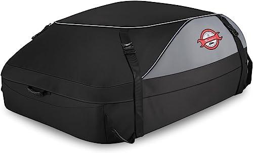 Sailnovo Car Rooftop Cargo Carrier Roof Bag, 20 Cubic feet Waterproof Roof Cargo Carrier fit car with/Without Luggage Rack - Vehicle Soft Shell Roof Cargo Box with Tie-Down Strap, Safety Hook