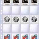 30 Pack 600 Pockets 2x2” Coin Flip Sleeves, Heavy Duty Stamp Collection Pages for 3 Ring Binder, 20 Pocket Photo Slide Flips Organizer Sheet, Top Loading Clear Cardboard Coin Holder Sleeves