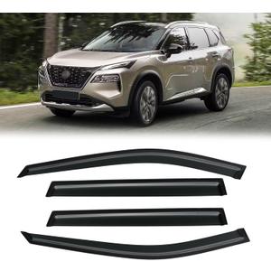 Window Visor for 2021-2026 Nissan Rogue, Out-Channel Rain Guards Shields Vent Deflector Shade Wind Dark Smoke 2022 2023 2024 2025 21 22 23 24 25 26, Tape-On Outside-Mount, 4PCS