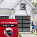 35ft Water Fed Pole Kit, Rotatable Solar Panel Cleaning Brush & Squeegee, 2 Dusting Brushes, Extendable Black Lightweight Pole for Roof Window Small