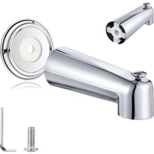 Enhon 7'' Slip on Tub Spout with Diverter Compatible with Moen 3839/Moen 3853 Bathtub Diverter Spout Fits 1/2" Copper Water Tube(5/8" Diameter) 5/32" Hex Wrench(Cover Ring,Polished Chrome,1 Pack)