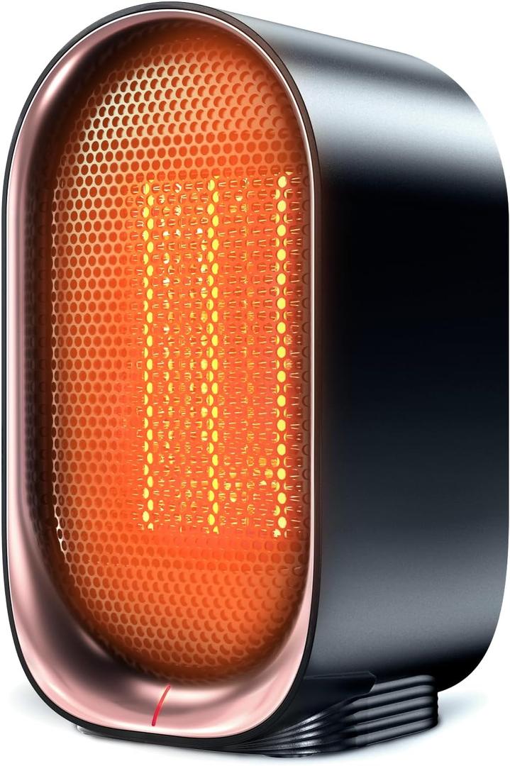 Space Heater, Portable Small Heaters for Indoor Use, Electric Desk Heater with Overheat and Tip-Over Protection, Mini Personal Heaters for Home Office Workspace, Black