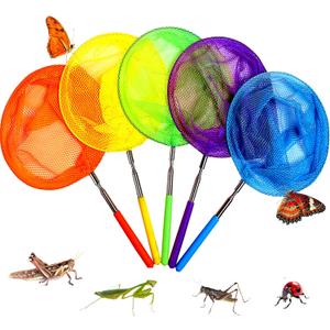 Kids Telescopic Butterfly Fishing Nets for Kids Catching Insect Net Outdoor Tools for Catching Bugs Fish Insect Ladybird, Extendable 34 Inches and Anti Slip Grip (5 Pack)