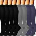 CHARMKING Compression Socks for Women & Men Circulation (8 Pairs) 15-20 mmHg is Best Support for Athletic Running,Hiking (Large-X-Large, 05 Black/Black/Black/Grey/Navy)