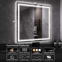 LED Mirror, 40x40 Inch Gradient Front and Backlight Bathroom Mirrors for Wall, 3 Colors Dimmable CRI>90 Double Lights, IP54 Enhanced Anti-Fog, Hanging Plates Wall Mount LED Vanity Mirror