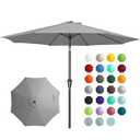 JEAREY 9FT Outdoor Patio Umbrella Outdoor Table Umbrella with Push Button Tilt and Crank, Market Umbrella 8 Sturdy Ribs UV Protection Waterproof for Garden, Deck, Backyard, Pool (Light Gray)