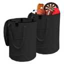 Pop up Camping can with lid, 2-Pack Collapsible 24 Gallons can with Sorting Clips, Garden Garbage Bag with Lid, Lawn and Leaf Bags - Reusable Yard Waste Bags (2Pcs-Black)