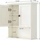 Bathroom Wall Cabinet, Medicine Cabinet Over The Toilet Storage Cabinet Wall Mounted with Build-in Spirit Level Cupboard Hanging Cabinet for Bathroom Laundry Kitchen Living Room, Cream White