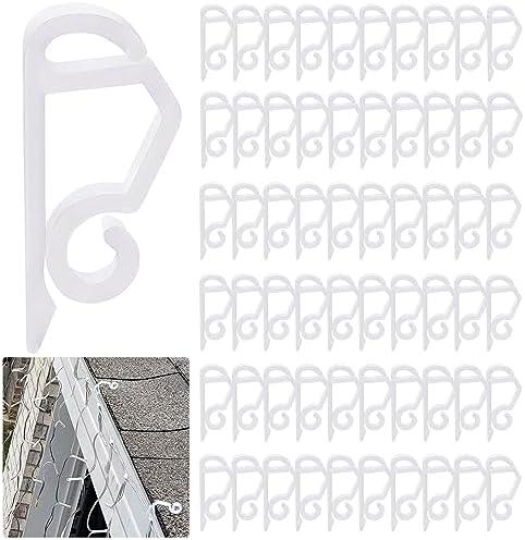 120PCS Christmas Light Clips Gutter Clips Hooks String Light Clip Mini Plastic Gutter Hanging Hooks Weatherproof Outdoor Lights Clip Holiday Lights Clips for Halloween Christmas Decoration(White)