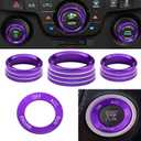 Control Knob CoversEngine Start Stop Sticker Volume AC Radio Switch Button Decal Trim Aluminum Alloy Rings Compatible with Dodge Challenger/Charger/Chrysler 300 300s (2015-2021) 4 pcs - Purple