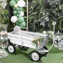 All-Terrain Cargo Wagon - White Flower Girl Wagon Pull Along with Removable Wooden Side Panels, Big Tires and Wide Grip Handle for Weddings, 33' L x 15.7' W x 19.6' H
