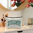 3 x Blue Floral Nurse Makeup Bag - Cosmetic Pouch for Women, RN Graduation Gift (nurse - small daisy)