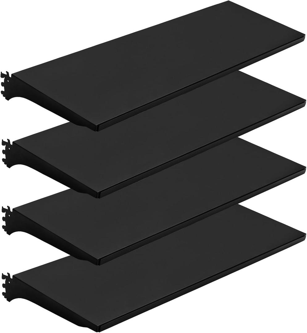 Eastern Tree 4 Packs Gondola Shelves 35 1/4L x 11 1/2W for Industrial Grade Black Pegboard Display Stand, 4 Shelves Fit to 3x6.5 Feet Gondola Units with 8 Supply Arms, 4 Packs 3 Feet Width