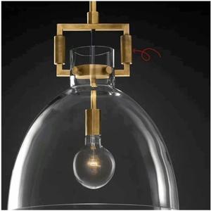 All Copper Pendant Light Kitchen Light Fixtures Ceiling Creative Industrial Glass Chandelier Glass Single Head Bedside Chandelier Bedroom Living Room Decoration Hanging Lamp(Style b,Warm Light) (STYL