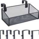Bedside Caddy Hanging Storage Basket Beside Shelf Metal Organizer for Collage Dorm Bunk Bed,Hospital Bed,Baby Bed - Bedroom Essentials for Magazine,Remote Control,Phone,Drinks (Black)