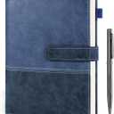 Leather Notebook Journal with Pen, A5 Lined Hardcover Notebook with Magnetic Closure, 240 Pages Daily Journal for Men Women, Ruled Journals Notebooks for Work, Writing, Note Taking - Blue