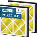 20x20x3 MERV 11 Air Filter Compatible with Zephyr VGF Series 20x20x3 Whole Home Deep Pleated Return Air Grille Filter, MERV 11 Air Filtration System, Yellow (2 Pack)