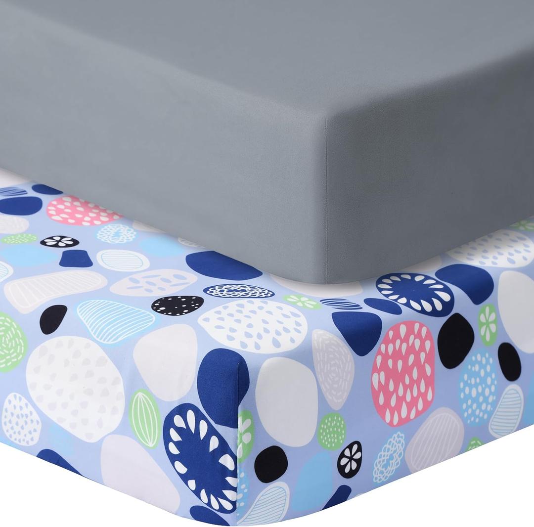 Baby Crib Sheets for Boys Girls, 2 Pack Fitted Crib Sheet for Standard Crib and Toddler Mattress, Soft Microfiber Baby Sheet 52x28x8in. (Cobblestone & Dark Gray) Baby Crib Sheets for Boys Girls, 2 Pack Fitted Crib Sheet for Standard Crib and Toddler Mattress, Soft Microfiber Baby Sheet 52x28x8in. (Cobblestone & Dark Gray)