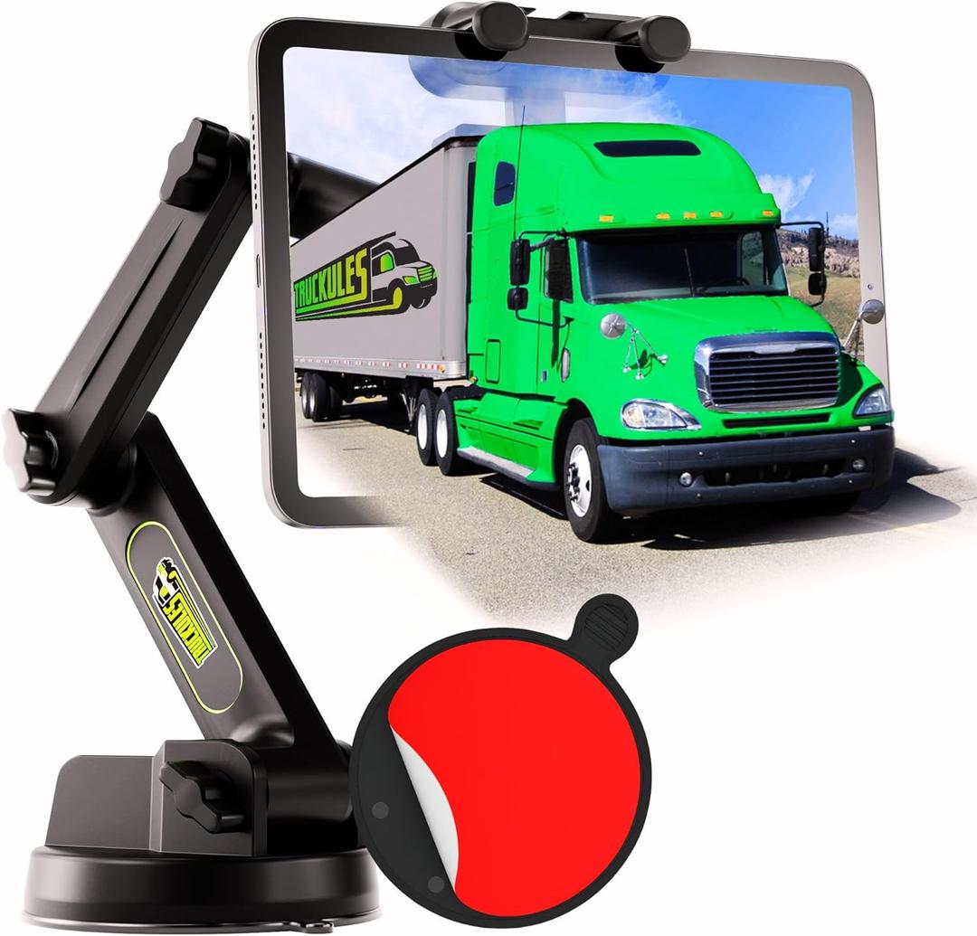 Tablet Holder for Truck Tablet Mount - iPad Mount for Truck, Heavy Duty Super Suction Cup, 16.7 inch Long Arm & Stable, Device & iPad Holder for Dashboard,Dashboard Pad Windshield and Window - Semi