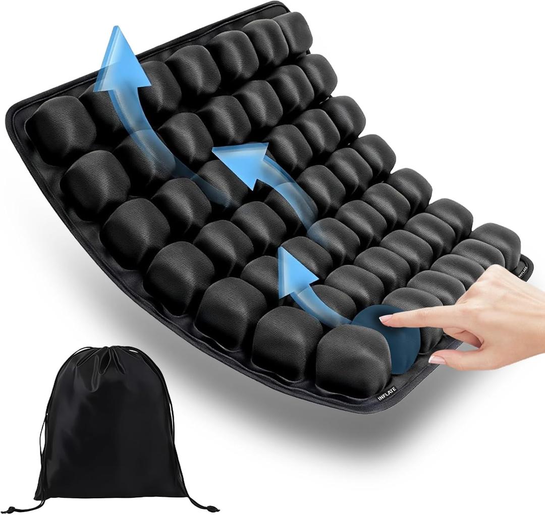Inflatable Seat Cushion, Airplane Seat Cushion for Long Flights  Breathable 3D Air Cell CushionSuitable for Long Flights Office, Wheelchair, Cars,Easy to Carry
