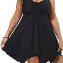 Daci Plus Size Two Piece Swimdress with Boyshorts for Women Flowy Swimsuits Tummy Control Tankini Bathing Suits Size 24 W