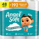 Angel Soft Toilet Paper, 48 Mega Rolls = 192 Regular Rolls, Soft and Strong Toilet Tissue (320 Sheet (Pack of 48)