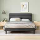 ZINUS Full Piper Upholstered Platform Bed with Horizontal Paneled Headboard, Wooden Slat Support, No Box Spring Needed, Easy Assembly, Eco Friendly Packaging, Dark Grey