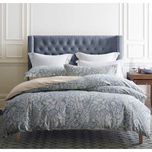 SLEEPBELLA Duvet Cover King Size, 600 Thread Count Cotton Beige & Bluish Grey Printed with Luxurious Leaves Pattern Reversible Botanical Comforter Cover Sets, Bedding Set 3Pcs (King, Beige Paisley) (King 104"x90")