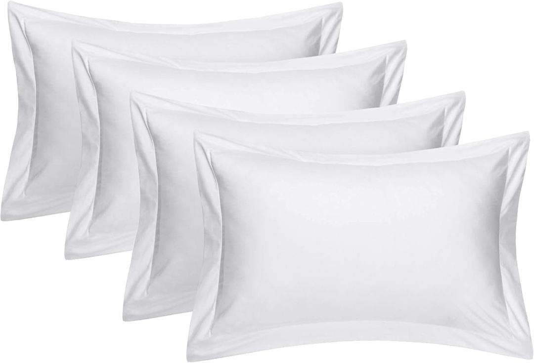 4 Pack 100% Brushed Microfiber Pillow Protector Shams (White, Standard)