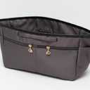 GIVLEFLY Large Tote Bag Organizer Insert, Purse Organizer with Zippered and Multiple Pockets and Cup Holder, Lightweight Handbag Divider with Handle Gray