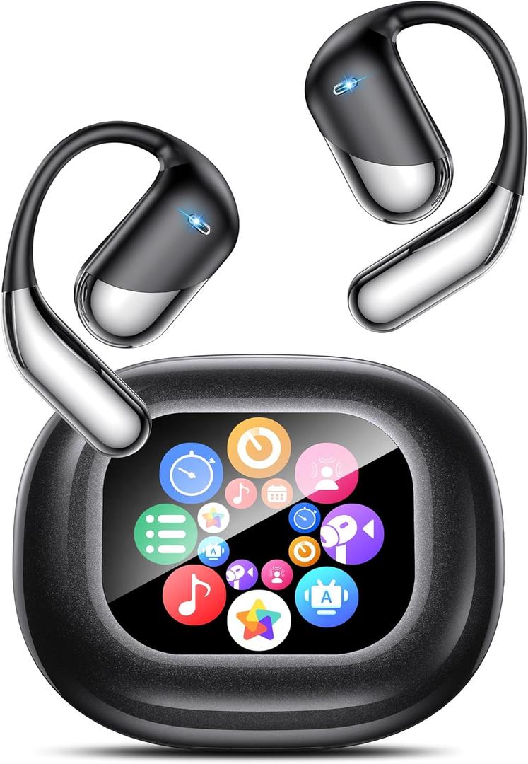 AI Translation Earbuds: Real-Time 144 Languages Translator Earphones, Audifonos Traductores Ingls Espaol, Bluetooth 5.4, OWS Open Ear & LCD Touch, Ideal for Travelers, Business & Language Learners (Diamond Black)