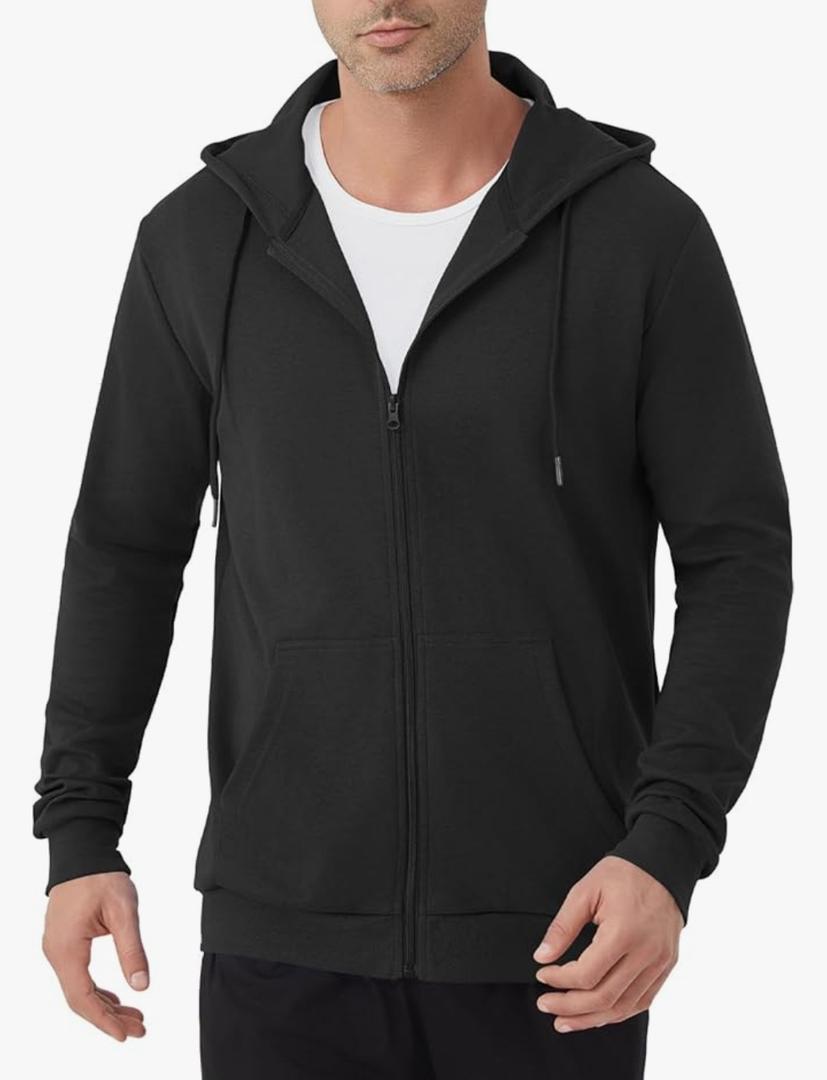 Idtswch Mens Tall Lightweight Hoodies Zip Up Sweatshirt Slim Fit Jacket,  2XL-TALL