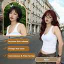 MINSEEYOO Burgundy Wig with Bangs for Women Long Burgundy Wavy Wigs 26 Inch Dark Red Wigs Natural Looking Heat Resistant Synthetic Wig for Daily Party Use