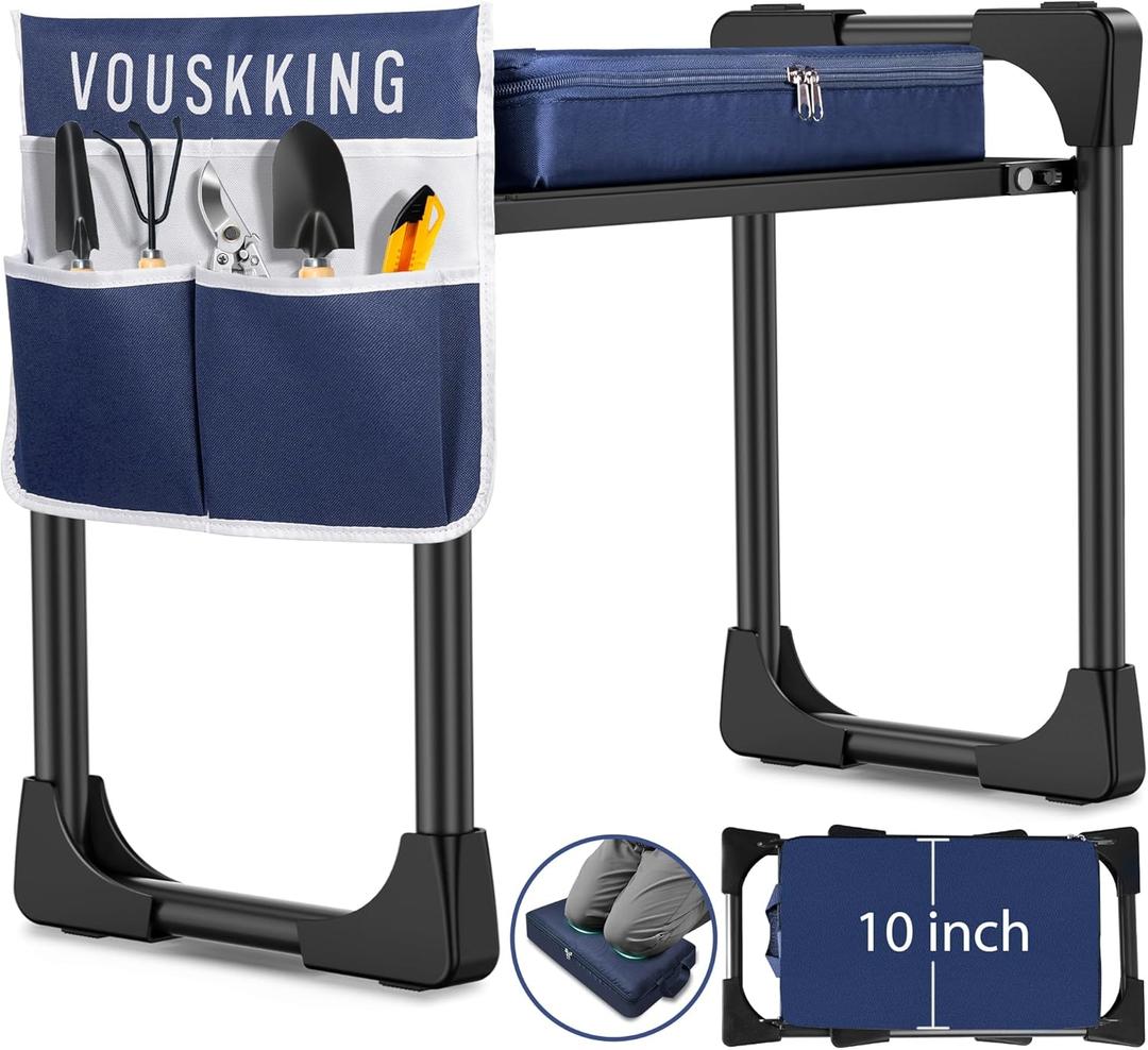Foldable Garden Kneeler and Seat, Patented Thicker Wider Softer Kneeling Pad with Magnetic Stripe, 350lbs Heavy Duty Durable Garden Stool with Tool Bag, Gardening Gift for Women and Men (Blue)