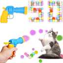 Cat Toy Balls with Launchers Set (1+50), 50 Cat Pom Pom Balls & 1 Ball Launchers (Durable Reinforced Edition)