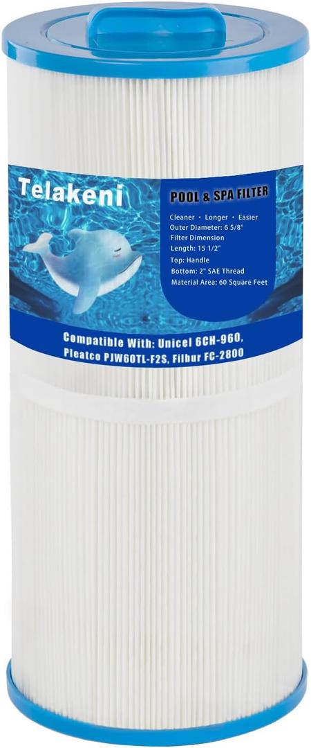 PLF6CH-960 Spa Filter Replaces PJW60TL-F2S, Filters J-300, J400, Unicel 6CH-960, Filbur FC-2800, 6540-476, 6540-383