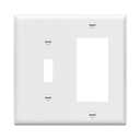 Enerlites 881131-W Decorator/Toggle Switch Wall Plate Combination, 2-Gang, White, Standard Size, Unbreakable Polycarbonate, Replacement Receptacle Faceplates Outlet Cover