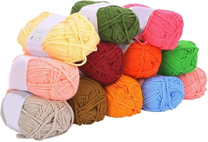 3 Colors Milk Cotton Yarn, Crochet Cotton Knitting, Set for Crochet, 4 White/ 3 Yellow/ 12 Pink