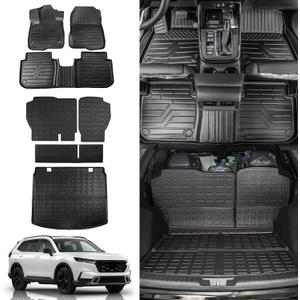 Rongtaod Floor Mats Compatible with 2023 2024 2025 Honda CRV (Include Hybrid) Cargo Mat Trunk Mat Cargo Liner Back Seat Cover Honda CRV Accessories (Fit Upper Deck, Trunk Mat+Backrest Mats+Floor Mats) (Trunk Mats + Backrest Mats + Floor Mats, Fit 2023-2025 Upper Deck)