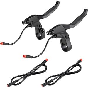 2 Pin Brake Levers with Extension line, Brake Lever Handle Bar Grips 2 Wires Left & Right for Electric Bicycle E-Bike Replacement Parts (1 Pair)