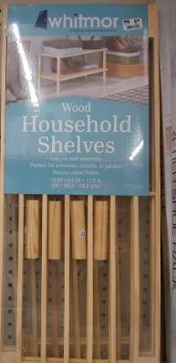 Whitmor Wood Household Shelves 10.25x24.75x11.5, Natural wood 